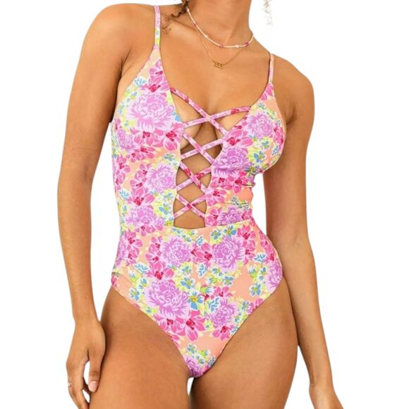 Dippin Daisys Swimsuit Womens XL Pink Bliss One-Piece Floral Summer Pool Beach - Picture 4 of 11